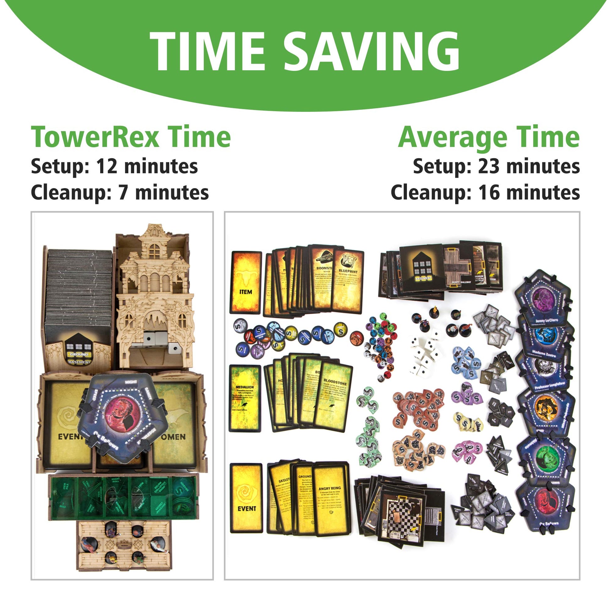 TowerRex Organizer for Betrayal at House on The Hill 2nd Ed Board Game, Widow's Walk Expansion, Storage Insert, Accessories Upgrade