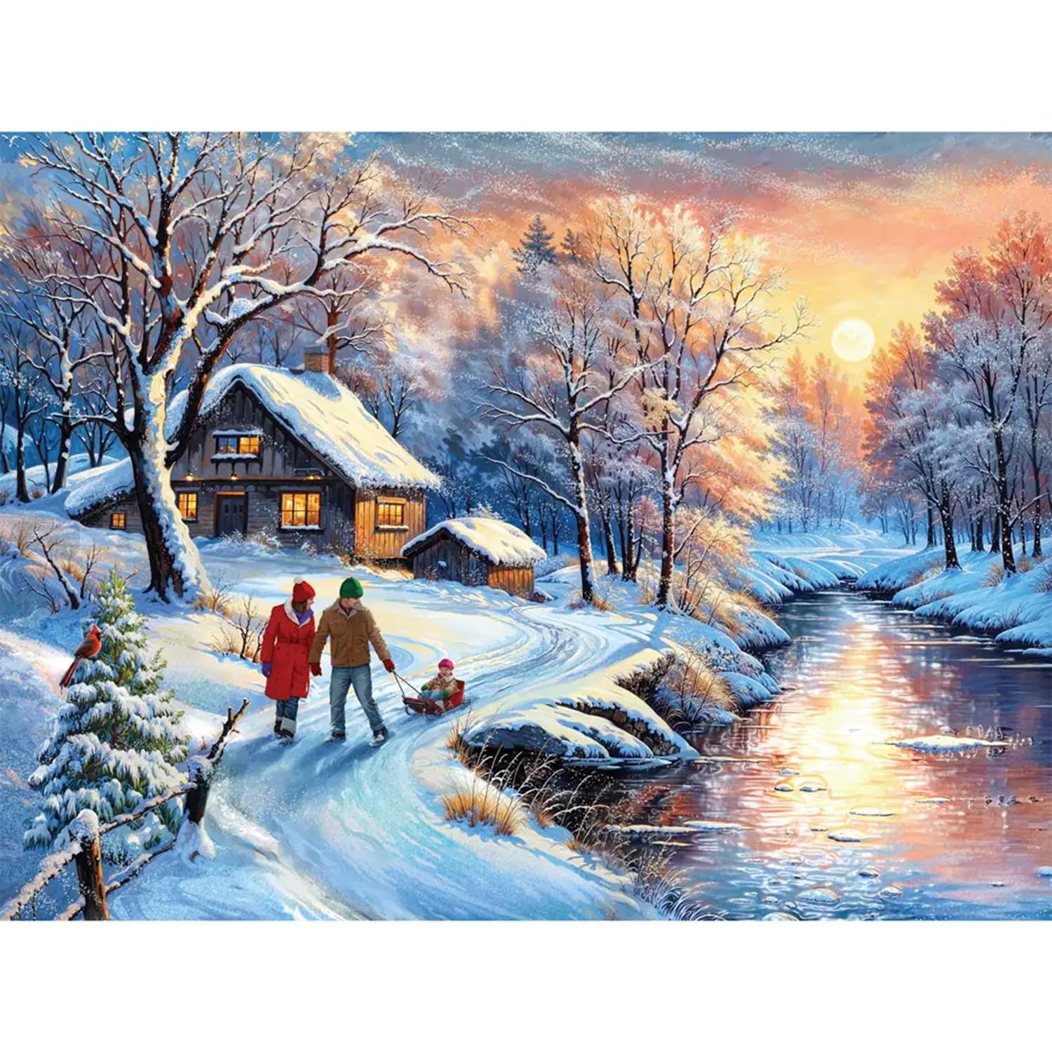 Bits and Pieces 1000 Piece Puzzles for Adults - Large 20" x 27" Jigsaw Puzzles 1000 Pieces Winter Landscape, Random Die Cut, No 2 Pieces Alike, Snow