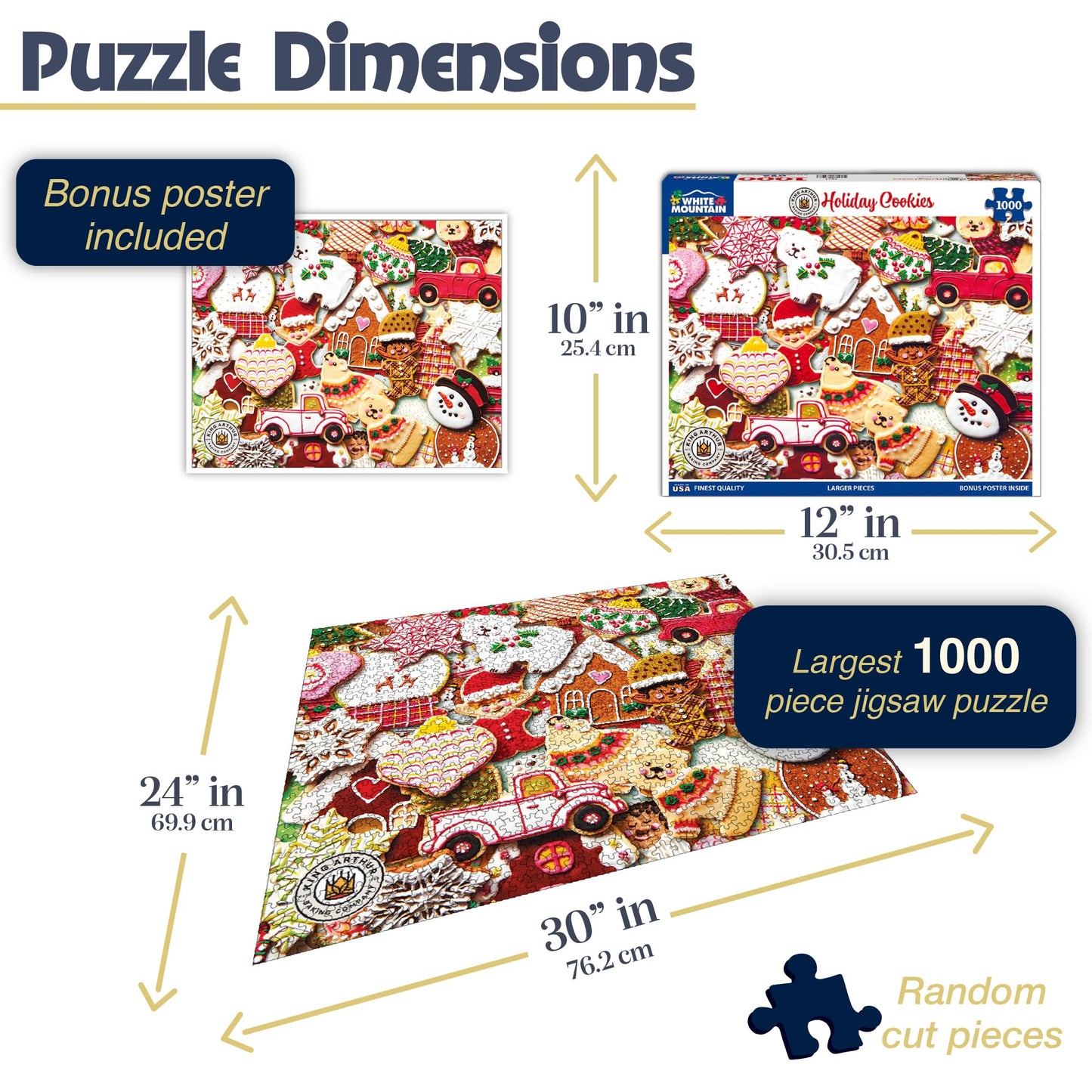 White Mountain 1000 Piece Jigsaw Puzzle Winter Christmas, Holiday Cookies