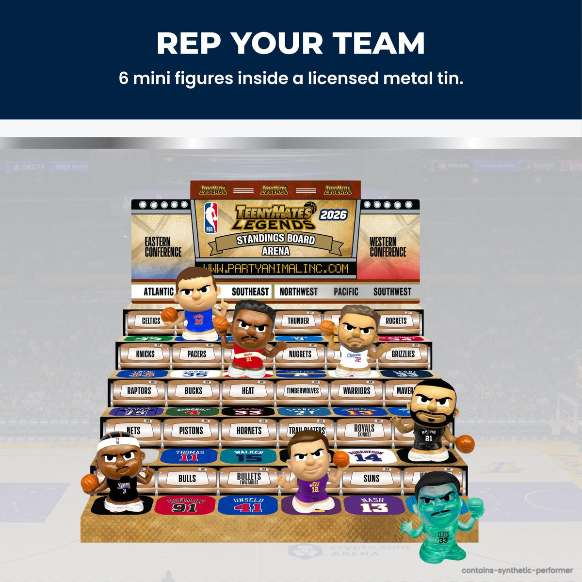TeenyMates NBA Basketball Action Figures Gift Set with Collectible Tin