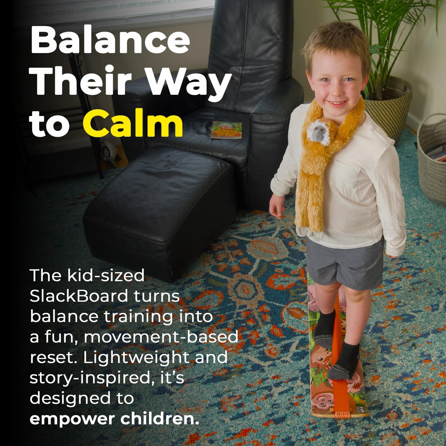 GIBBON Balance Board for Kids with Storybook & Sensory Toy - Emotional Regulation Tools for Kids - Social Emotional Learning Activities - Calming