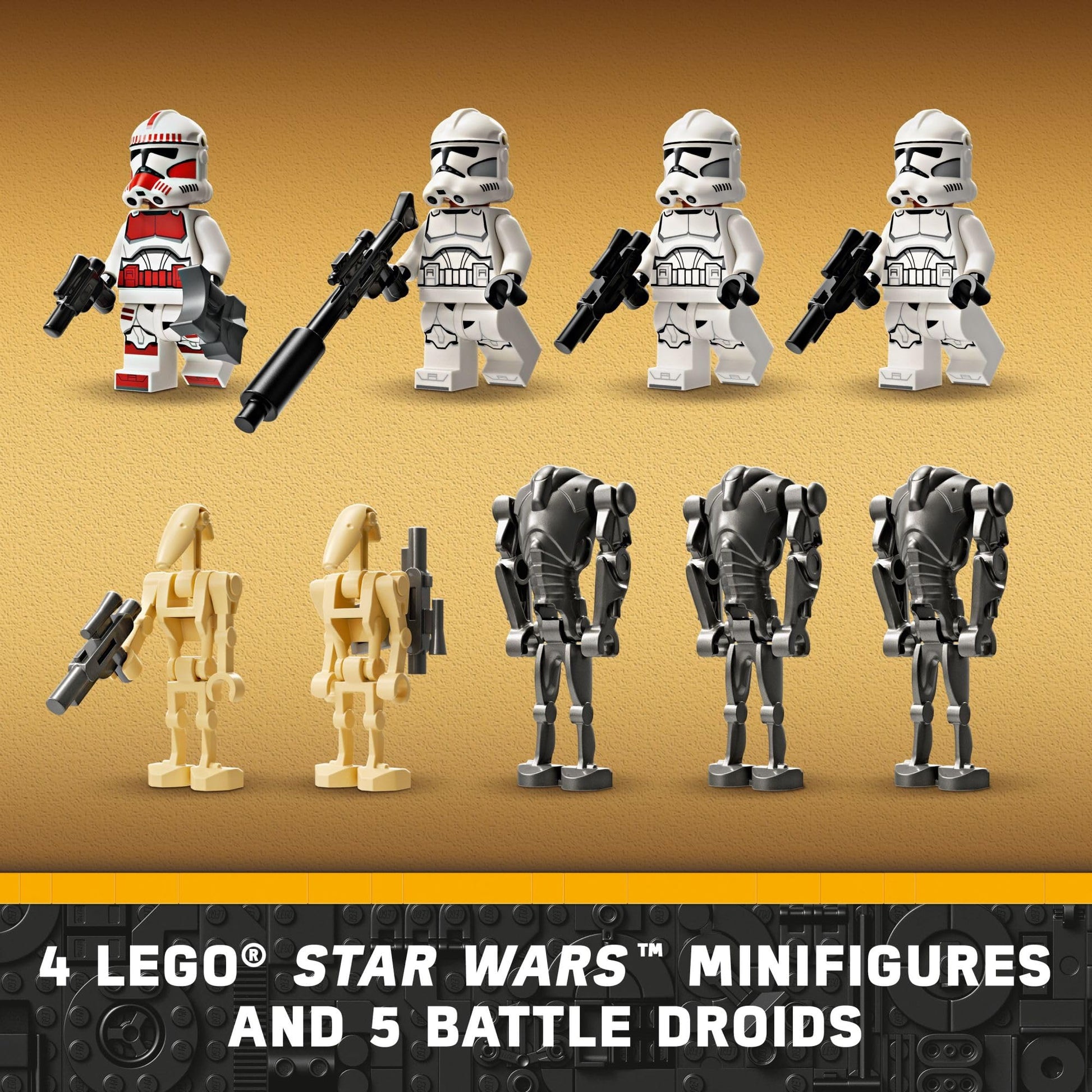 LEGO Star Wars Clone Trooper & Battle Droid Battle Pack Set for Kids, Buildable Toy Speeder Bike Vehicle, Tri-Droid and Defensive Post, Collectible,