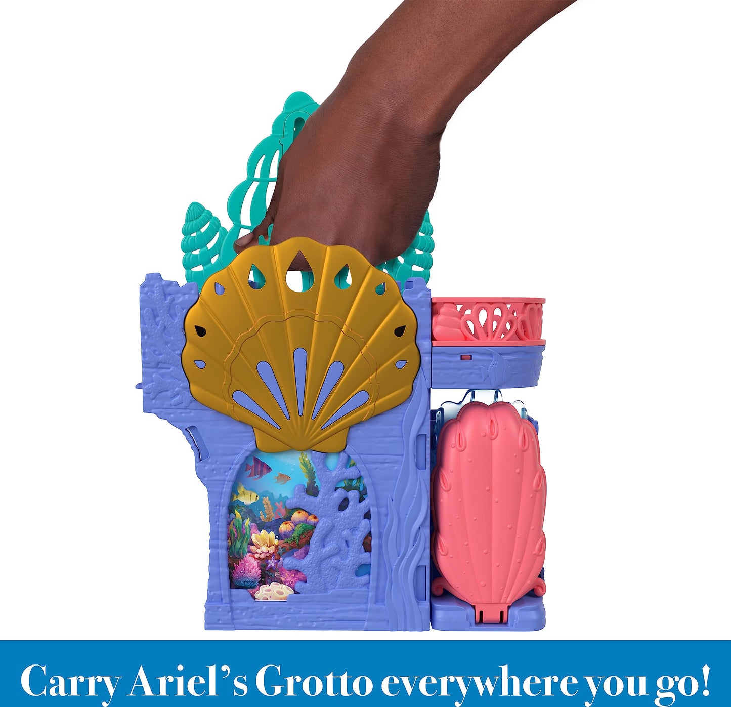 Mattel Disney The Little Mermaid Storytime Stackers Ariel’s Grotto Playset, Stackable Dollhouse with Small Doll & 10 Accessories