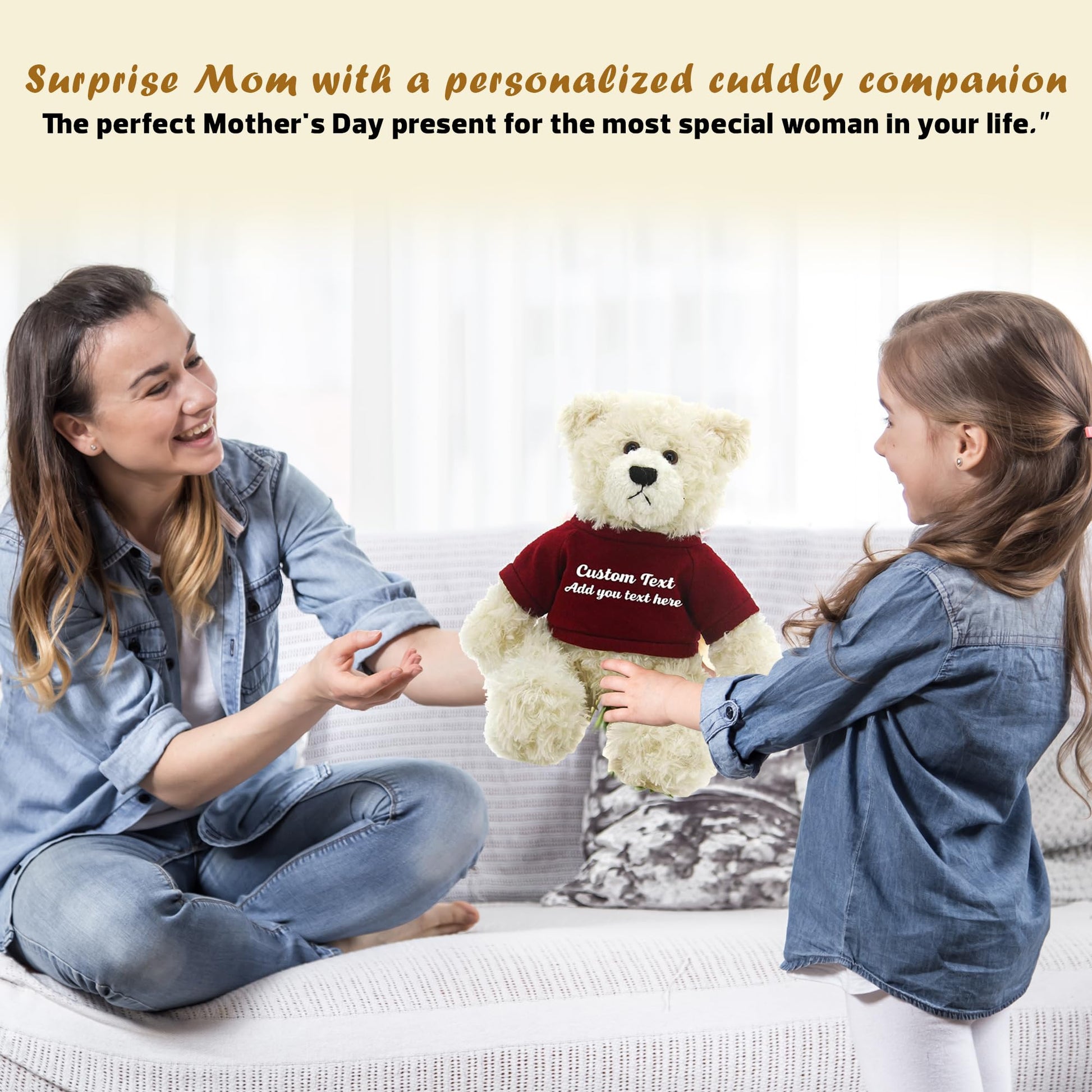Made By Aliens Personalized 12 Inch Cream Brandon Teddy Bear - Stuffed Animal Personalized Teddy Bears - Custom Teddy Bear Great Present for Valentine