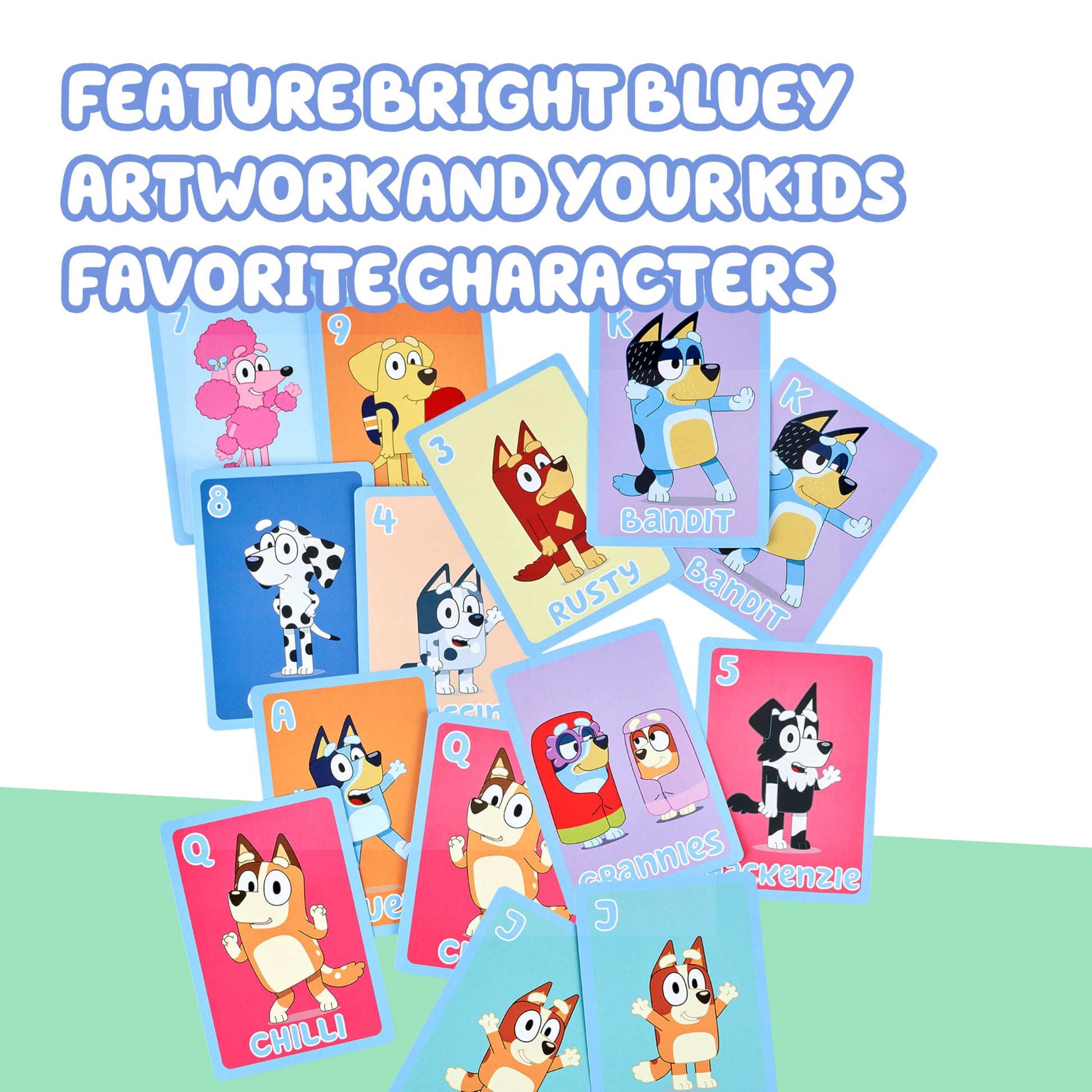 Bluey 5-in-1 Card Game Set, Jumbo-Sized 53-Deck Toddler Game, Multi-Color Interactive Play Card Games for Kids of Ages 3+