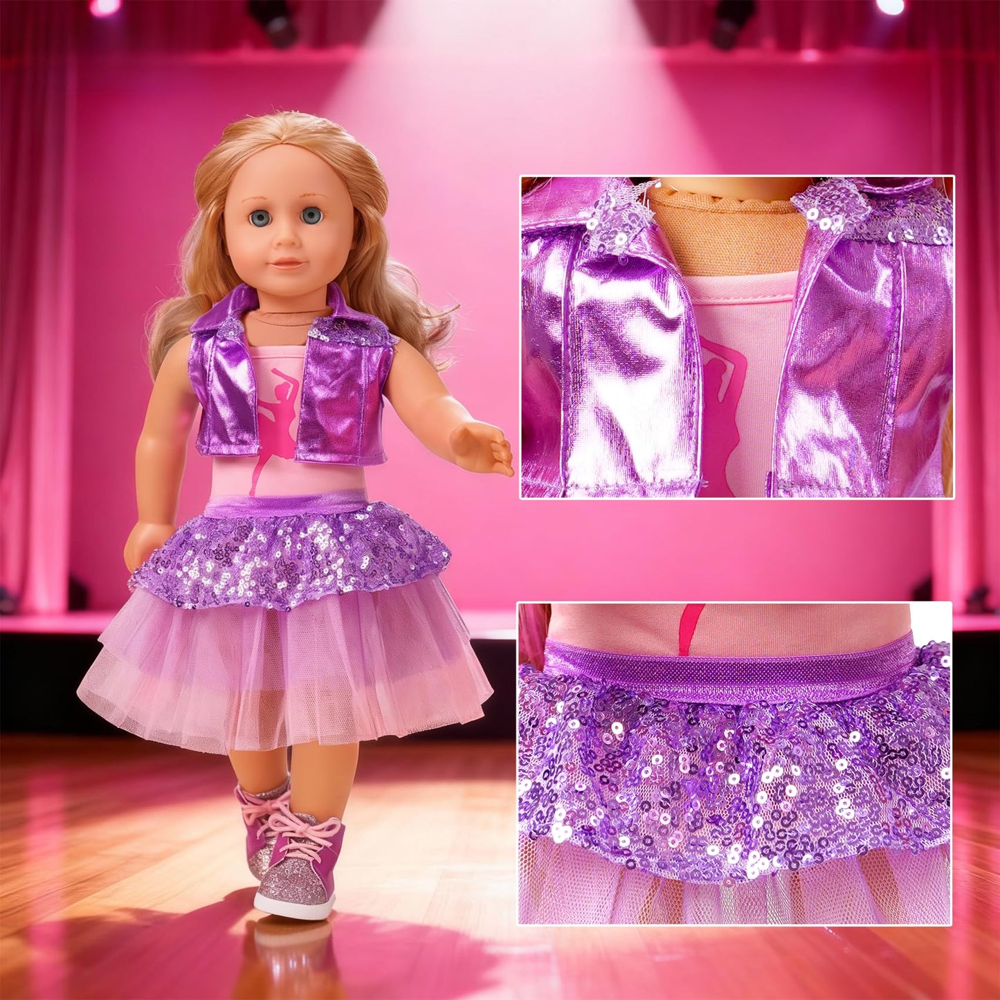 18-Inch American Doll Clothes Accessories - 19Pcs Fashion 18 Inch Doll Outfit Set for Girls Gifts, Includes 3 Dresses, Lounge Suit, Workout & Yoga