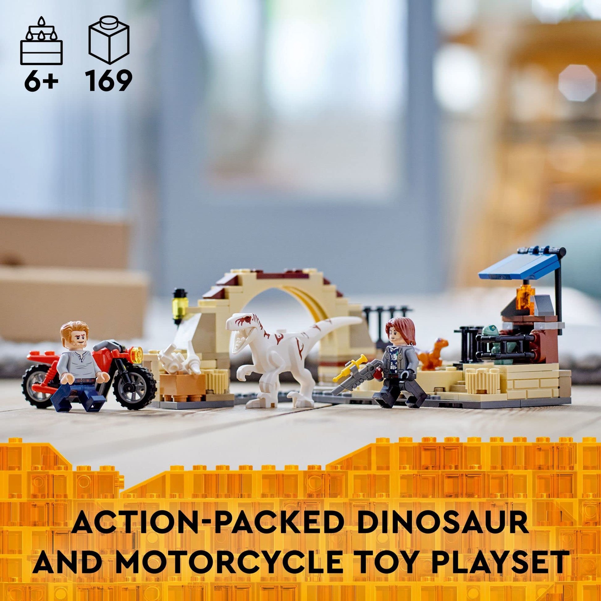 LEGO Jurassic World Atrociraptor Dinosaur: Bike Chase Set 76945, Dinosaur Toys for Boys, Girls, Kids Age 6 Plus, with 3 Dino Figures and Toy