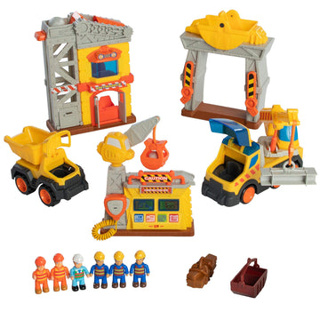 Fat Brain Toys Construction Site Playset - Multilingual Imaginative Play, Ages 3+