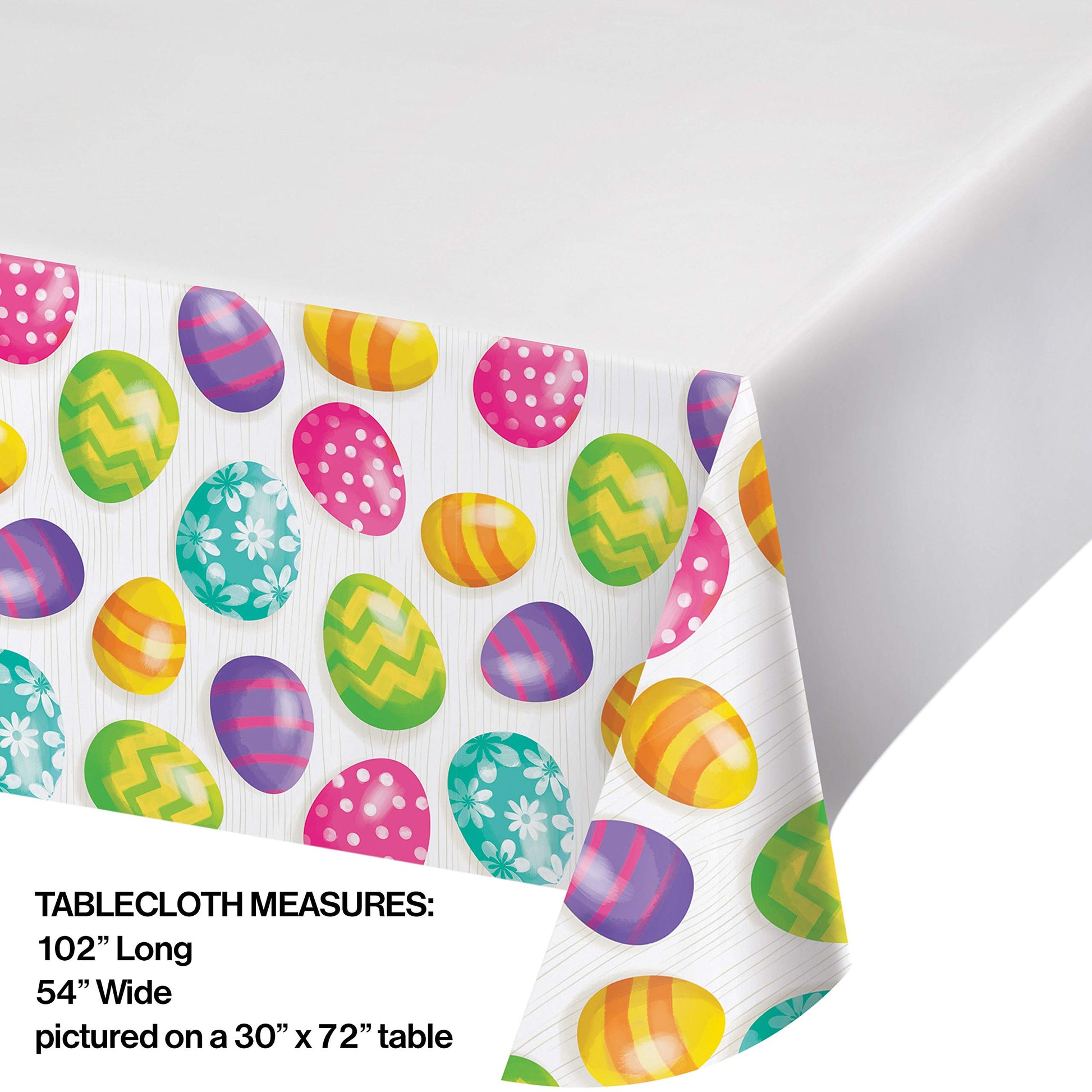Creative Converting Easter Eggs Plastic Tablecloths, 54" x 102", Multi-colored