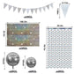 12PCS Disco Party Decorations Supplies Sequin Backdrop Disco Ball Women Men 60s 70s Birthday Party Decorations Tablecloth 2PCS Silver Foil Fringe