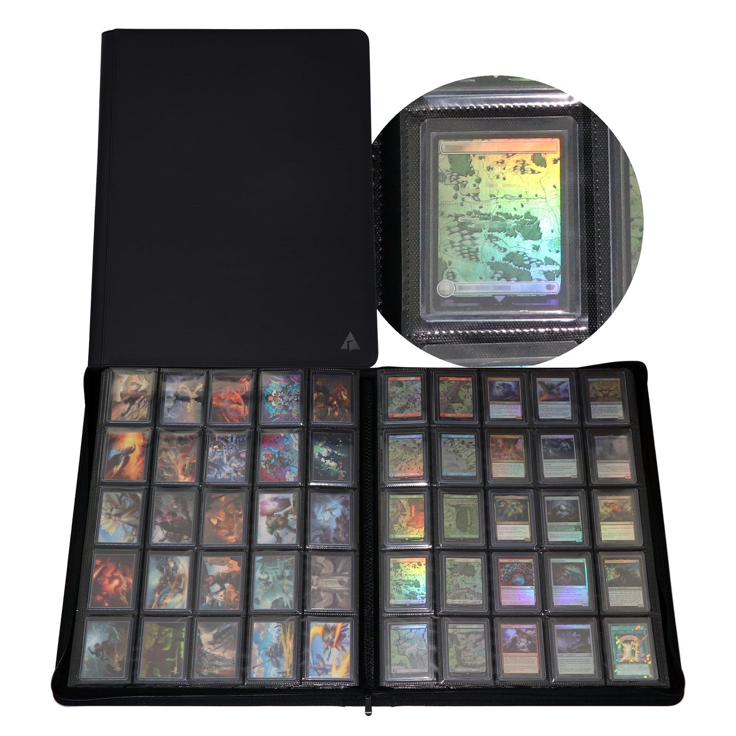 Alteagle 25-Pocket Top loader Binder, Holds 1000 Top loaders, Top Loader Card Binder Album for 3?×4? Top Loaders - Black