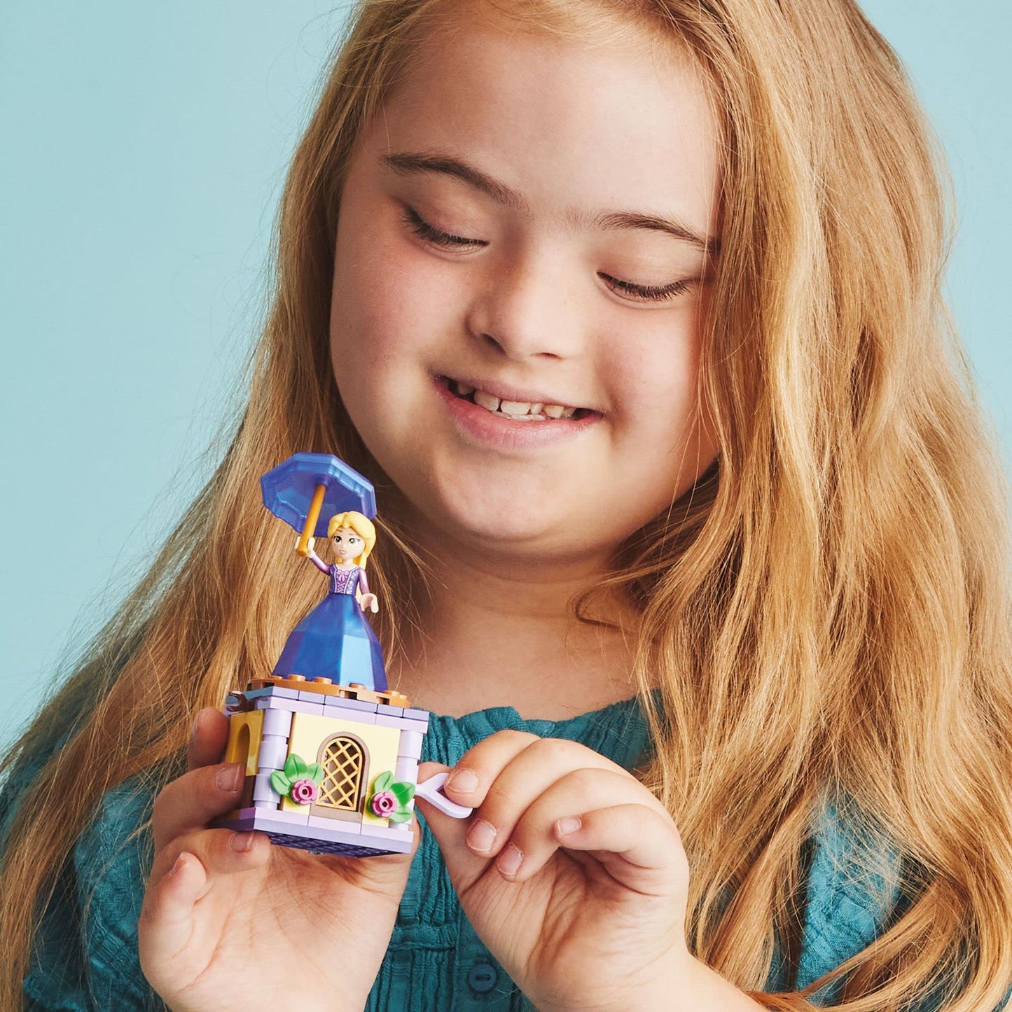 LEGO Disney Princess Twirling Rapunzel 43214 Building Toy with Diamond Dress Mini-Doll and Pascal The Chameleon Figure, Wind Up Toy Rapunzel, Disney