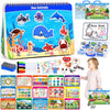 HarVow Busy Book with Classified Storage Box & Double-Sided Writing Board, 15 Themes Montessori Preschool Learning Activities, Pre-Assembled Ready