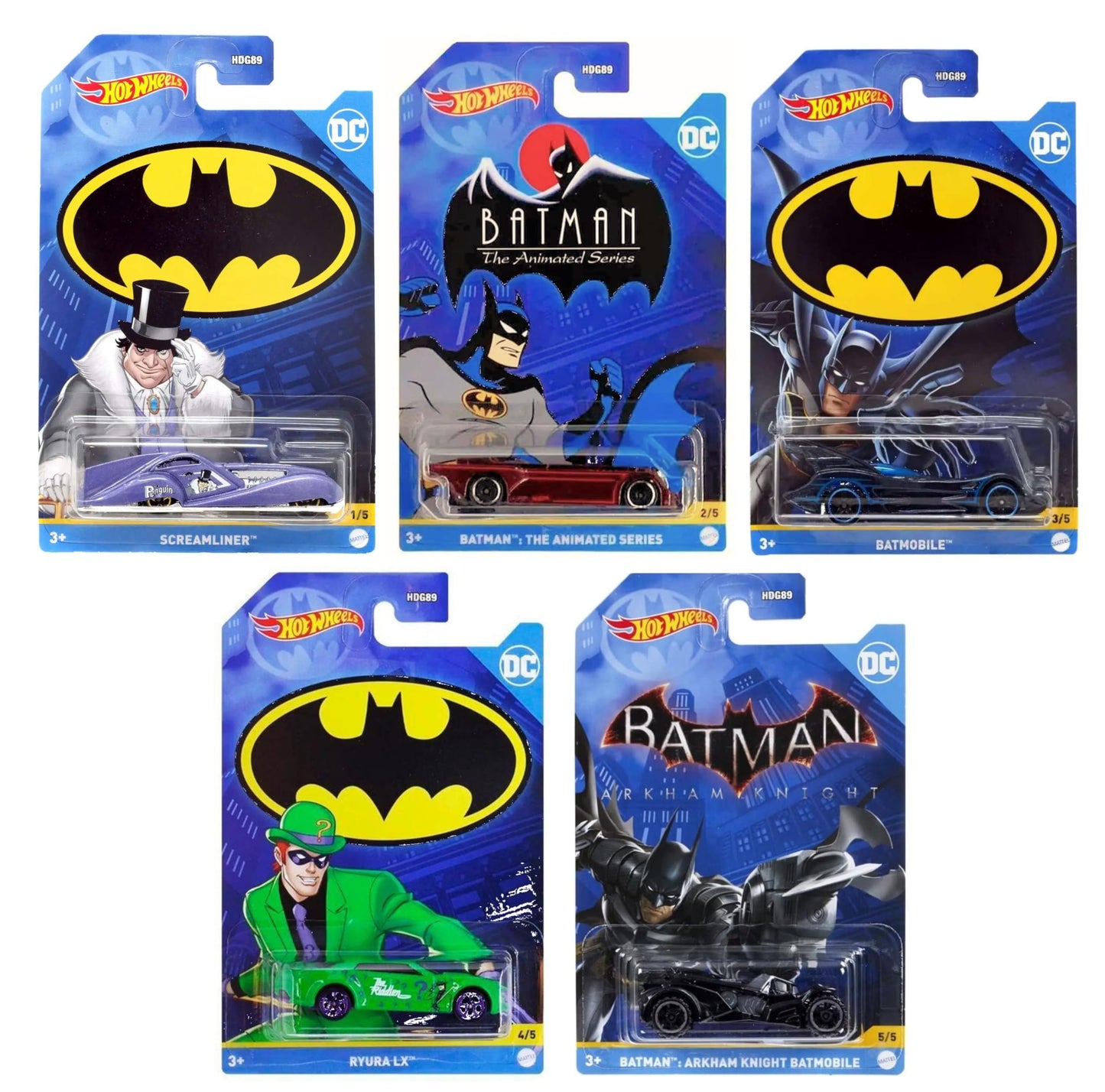 Hot Wheels Batman 2022 Complete Bundle of 5 (HDG89-956D)