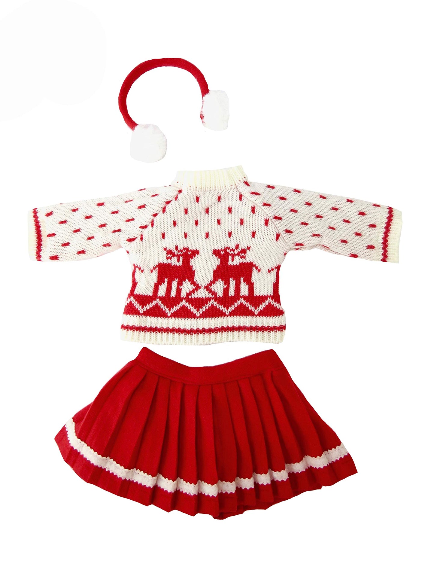 American Fashion World White Reindeer Skirt Set for 18-Inch Dolls | Premium Quality & Trendy Design | Dolls Clothes for Popular Brands