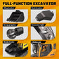 GraceDuck Remote Control Excavator Toys for Boys, 3 in 1 RC Excavator Toy with Alloy Bucket, Rock Breaker, and Grapples - Rotatable 680°, Lights