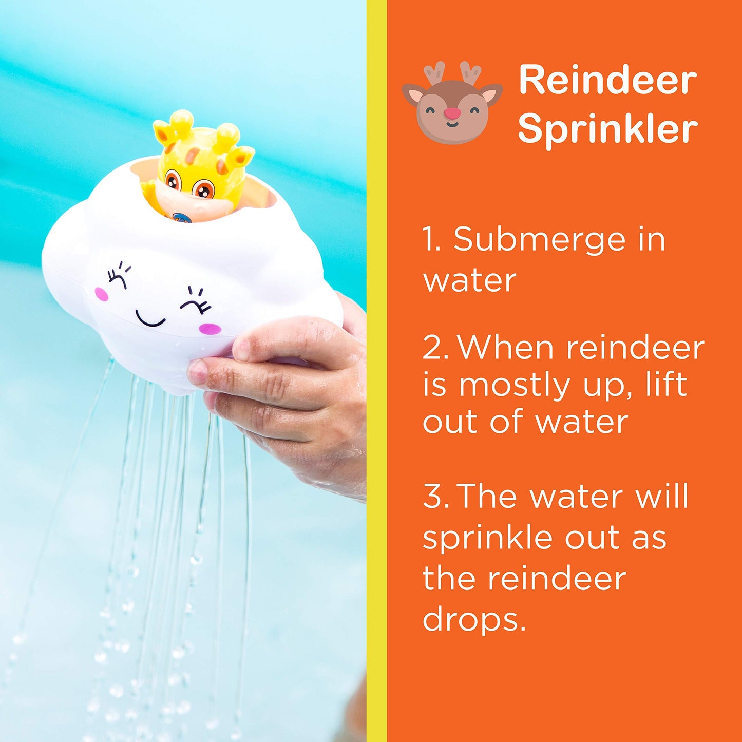 Splashin'kids Bath Toys Double The Fun Baby Toys Water Bathtub Toys Toddlers Rotating Octopus and Head Bobbing Reindeer