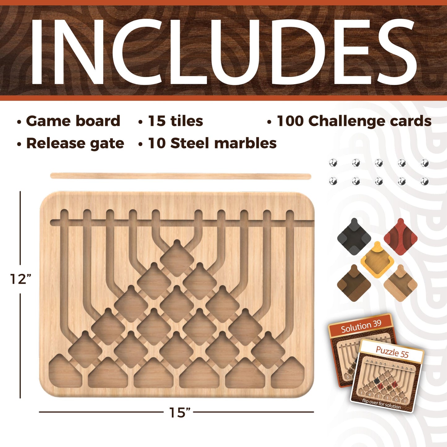 MindWare Marble Circuit Deluxe Brain Teaser Puzzles - Logic Game for 1 Player - Great Gift for Kids & Adults - Premium Marble Maze Game with 100 Brain