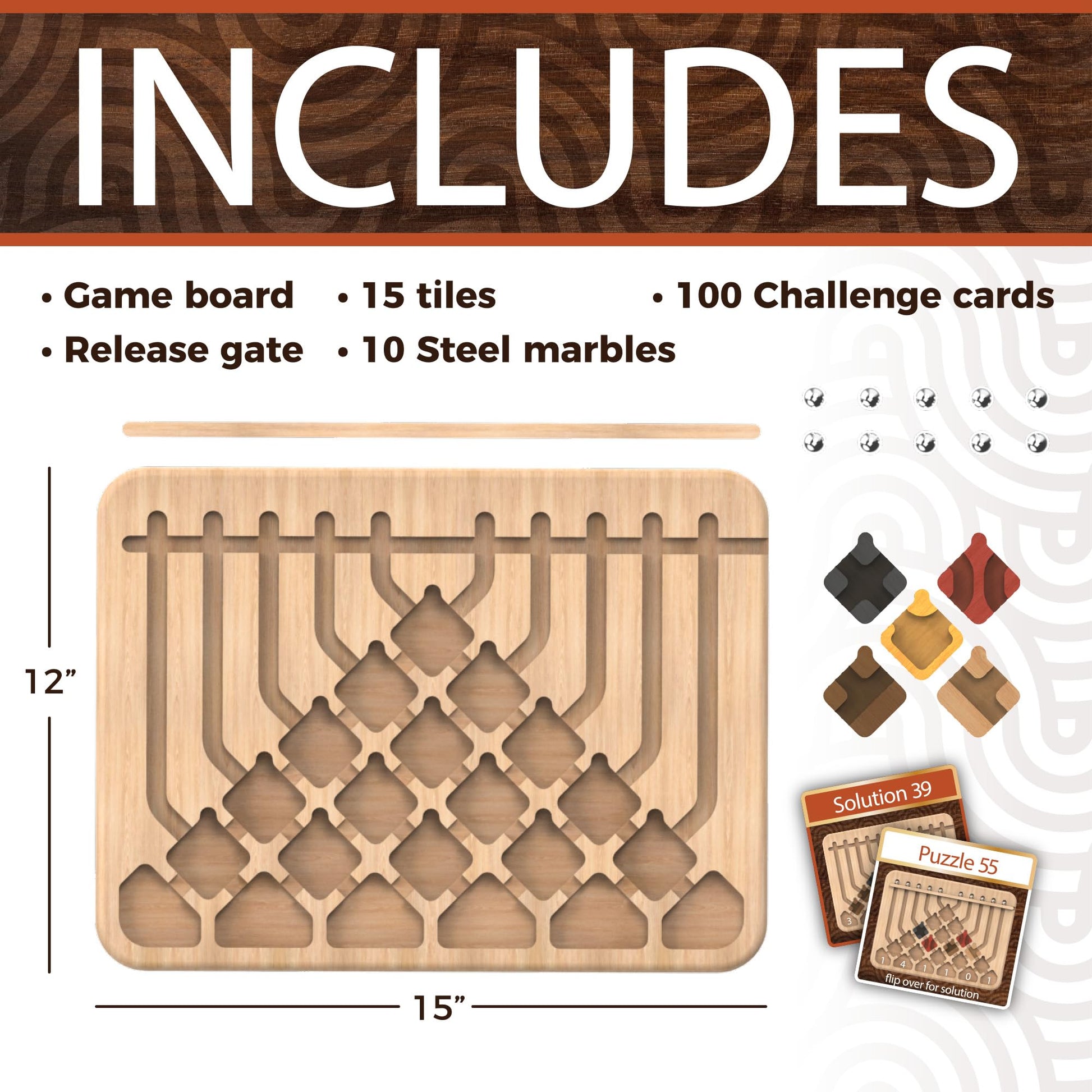 MindWare Marble Circuit Deluxe Brain Teaser Puzzles - Logic Game for 1 Player - Great Gift for Kids & Adults - Premium Marble Maze Game with 100 Brain