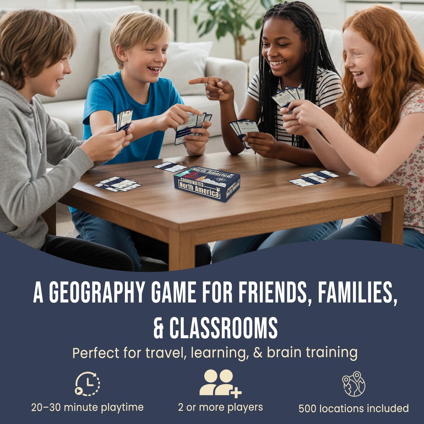 Coordinates North America Geography Game - Educational Card Game for Kids and Adults - Better Than Flash Cards - Build World Geography Skills Learning