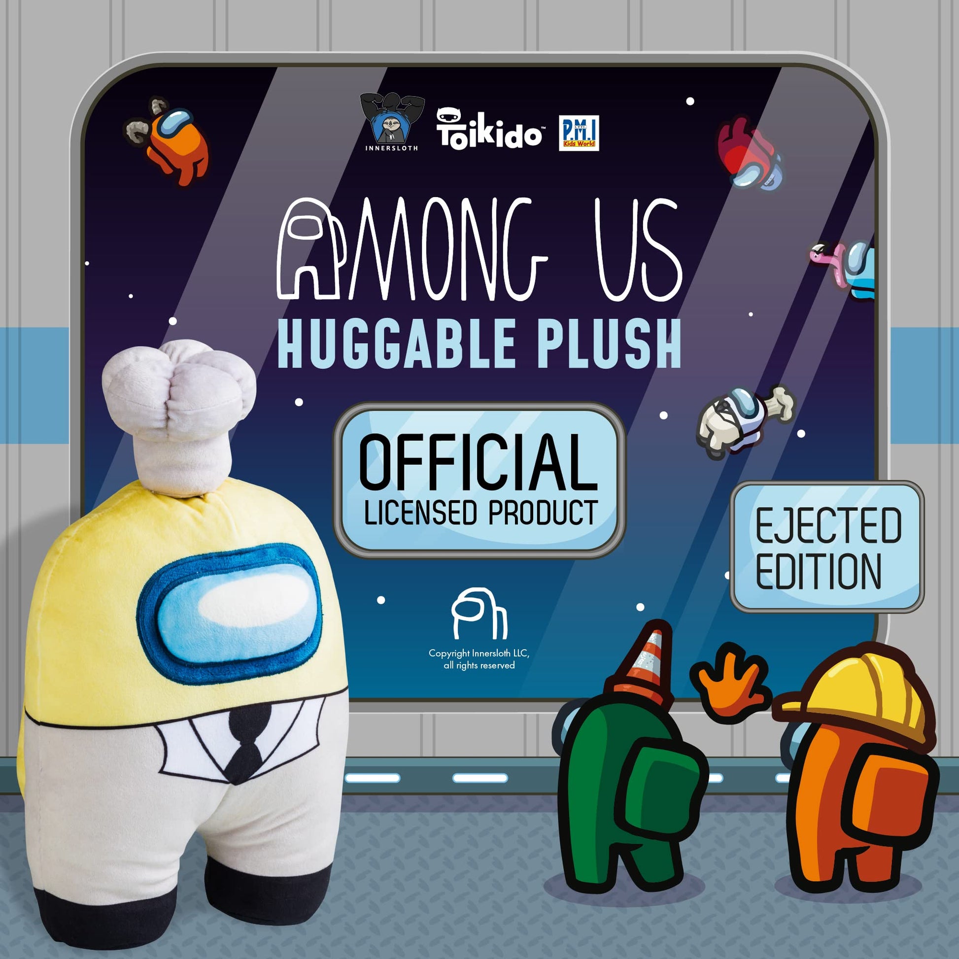 P.M.I. Among Us Plush Buddies Doll | Yellow Crewmate with Chef Hat - 8 Inches - Huggable Among Us Plushie Collectibles | Playable Among Us Toys | Kids