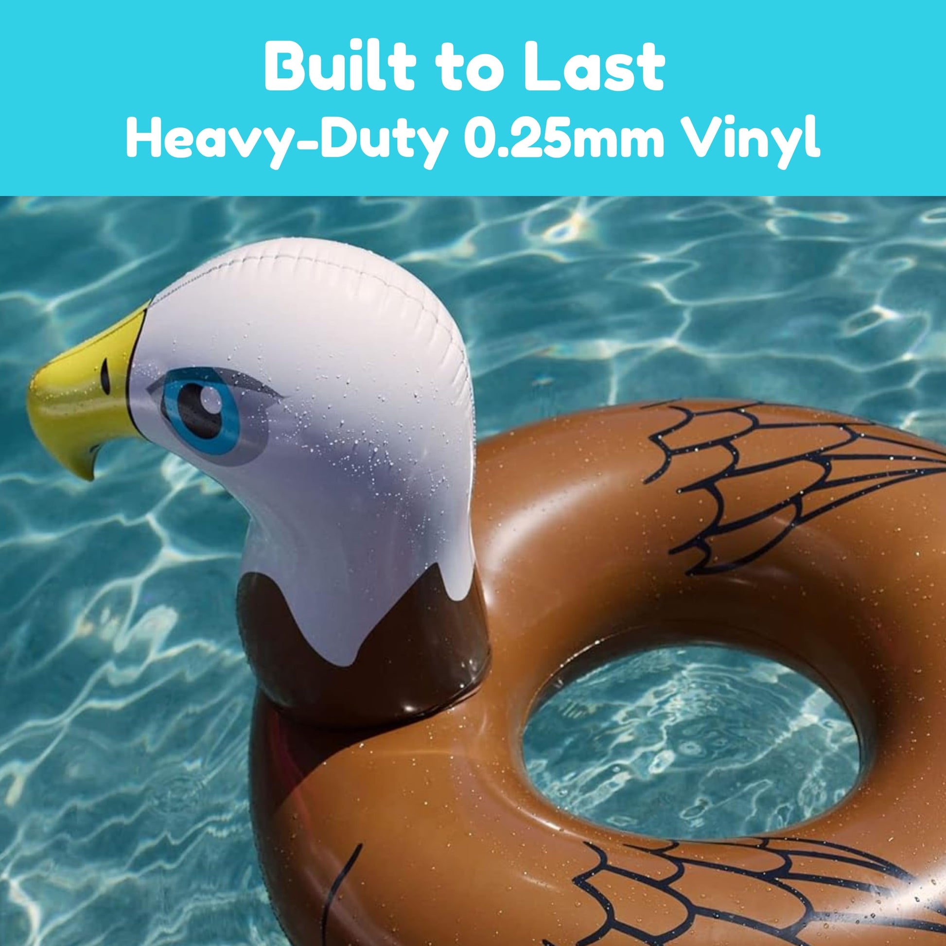Coconut Outdoor Patriotic Bald Eagle Pool Float, Inflatable Pool Ring