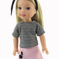 American Fashion World Light Pink 50`s Inspired Poodle Outfit for 14-Inch Dolls | 4 Piece Set | Premium Quality & Trendy Design | Dolls Clothes |