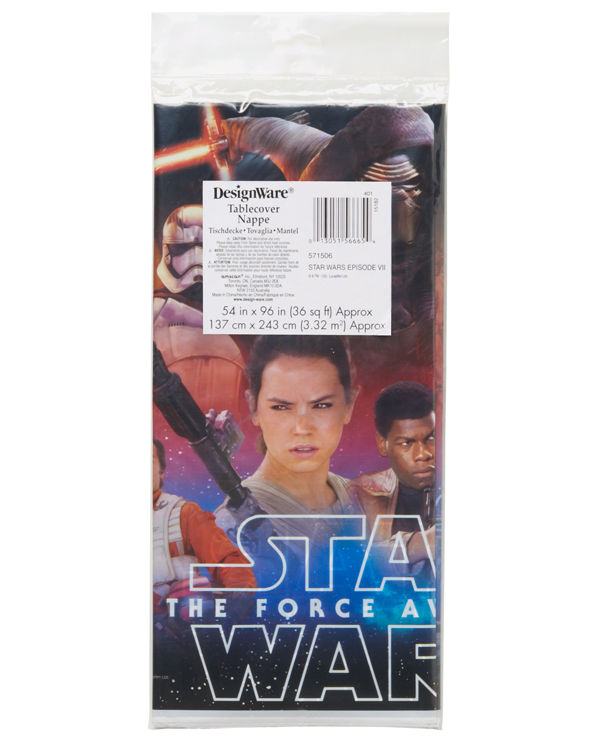 amscan Star Wars Episode VII Plastic Table Cover, Party Favor, 54" x 96"
