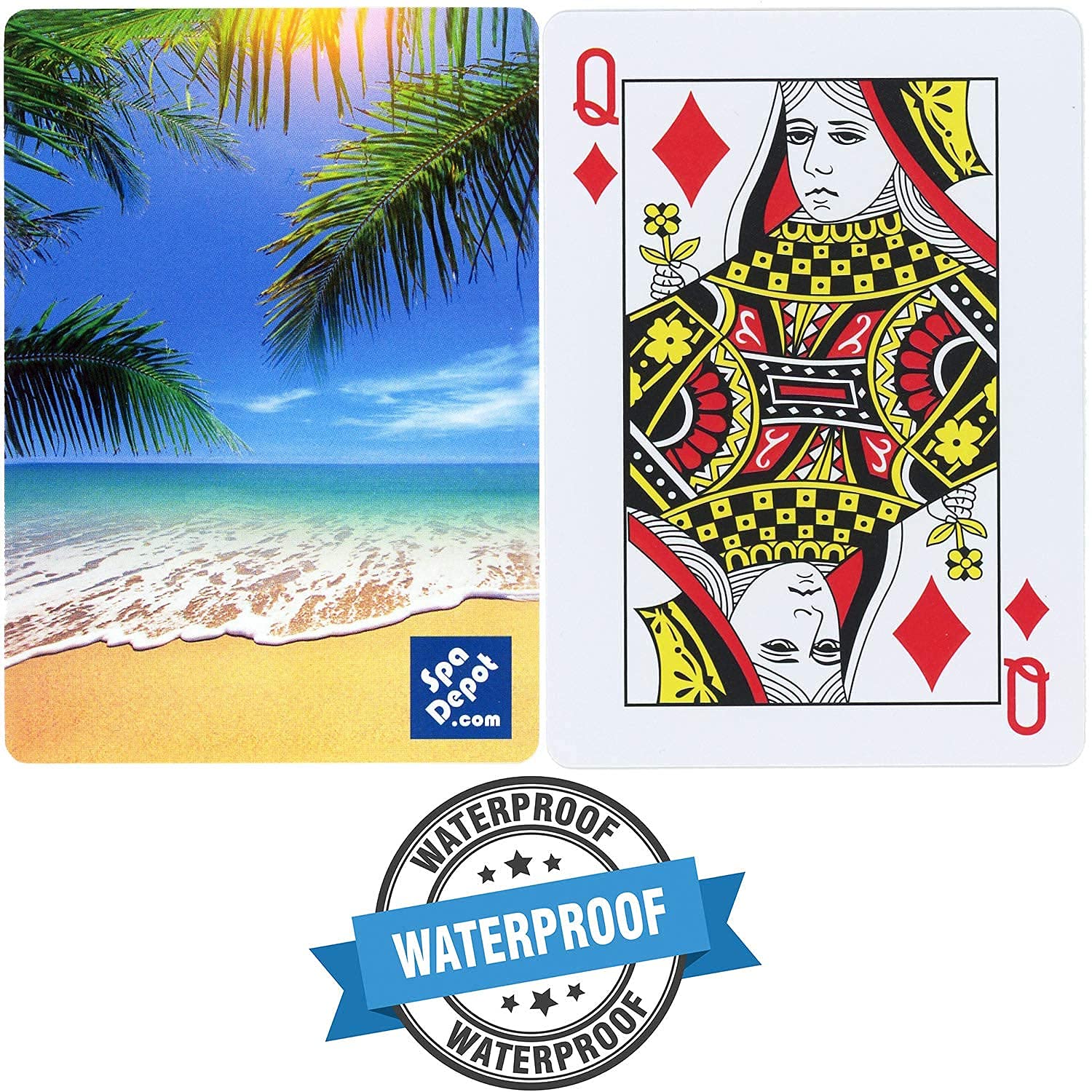 Spa Depot Waterproof Playing Cards - Tropical Paradise - Washable Flex-Vinyl Plastic Poker Deck