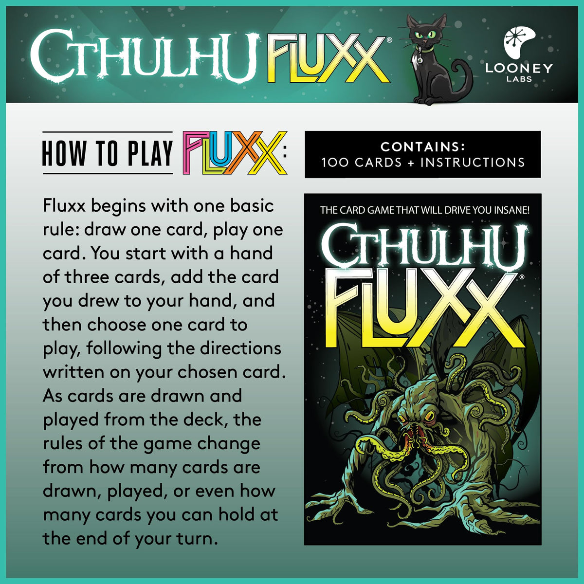 Looney Labs Cthulhu Fluxx Card Game - Dive into the Mysterious Cthulhu World, Fast-Paced Strategy for Fans & Mystery Lovers