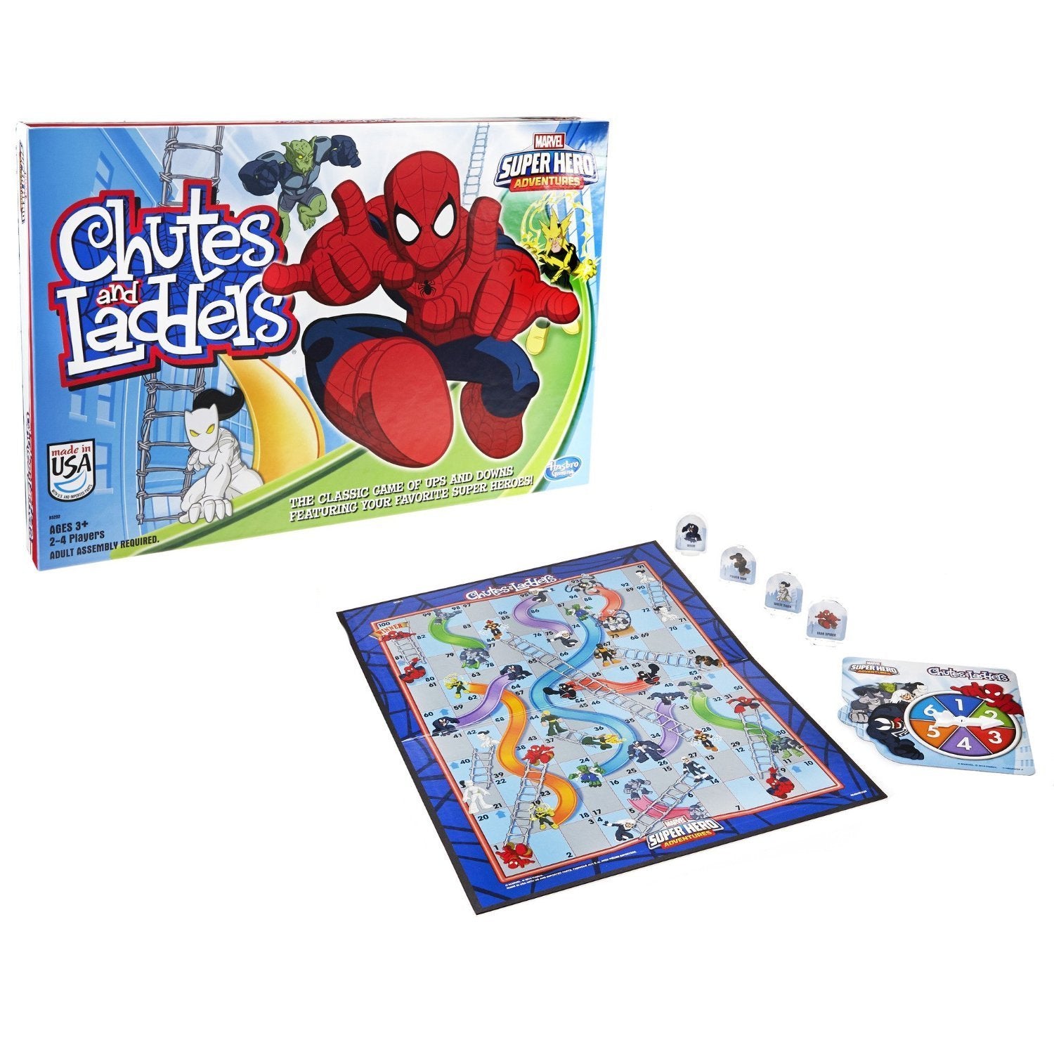 Hasbro Gaming Chutes and Ladders: Marvel Spider-Man Edition Board Game for Kids 2-4 Players, Preschool Games, Easter Gifts for Boys and Girls, Ages 3