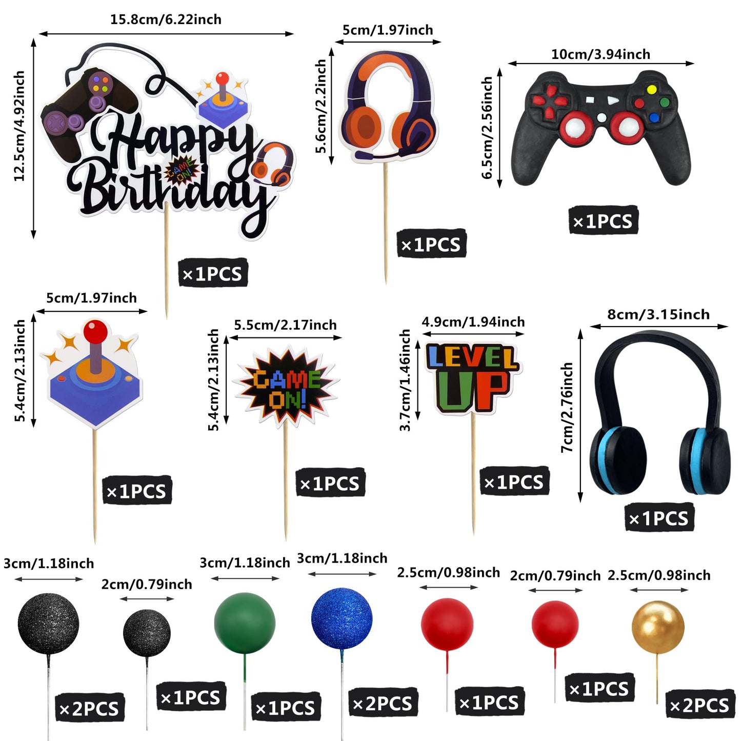 Video Game Happy Birthday Controller Headset Cake Decoration
