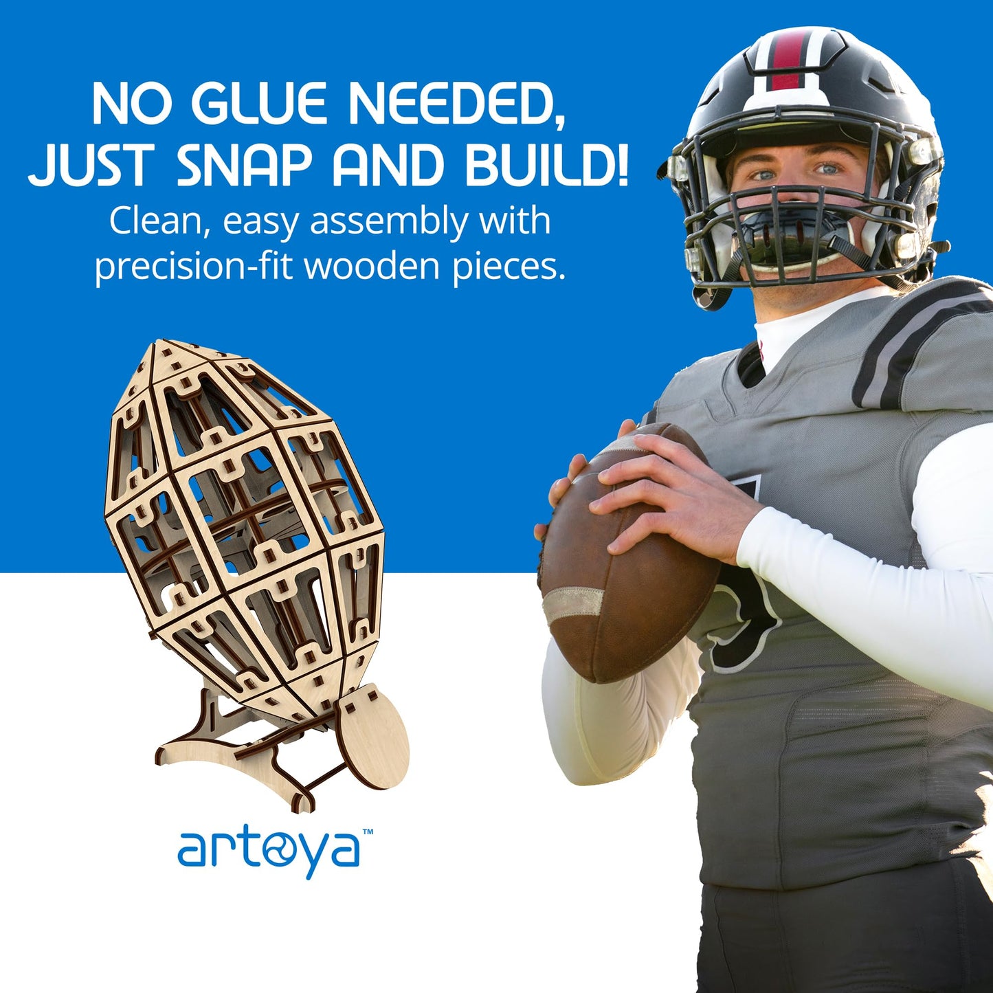 Artoya 3D Wooden Puzzle Football Ball - Model Kits, 3D Puzzles for Adults, DIY Kits for Adults, Wooden Models, Football Gift, Arts and Crafts
