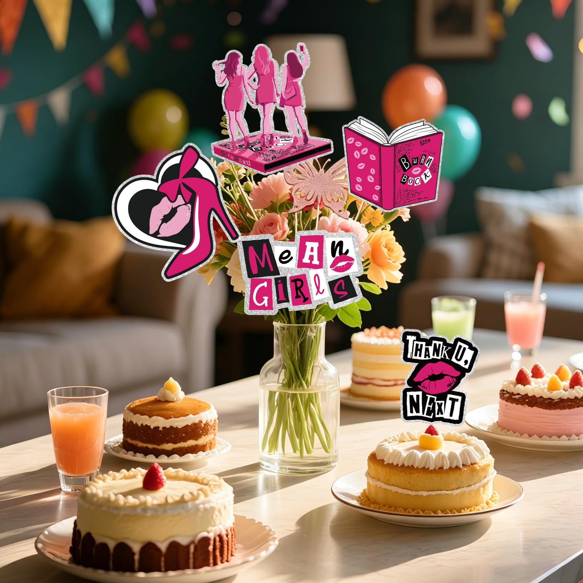 12Pcs Mean Table Centerpieces Sticks Burn Book Theme Girls Party Supplies for Table Centerpieces