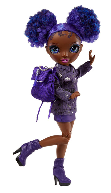 Rainbow High Jr High Series 2 Krystal Bailey- 9" Purple Posable Fashion Doll with Designer Accessories and Open/Close Backpack. Great Toy Gift for
