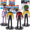 Paramount Star Trek Action Figure Set - Bundle with 4 Figurines Data, Picard, Worf, TROI Plus Decals | 7" Star Trek The Next Generation Toys