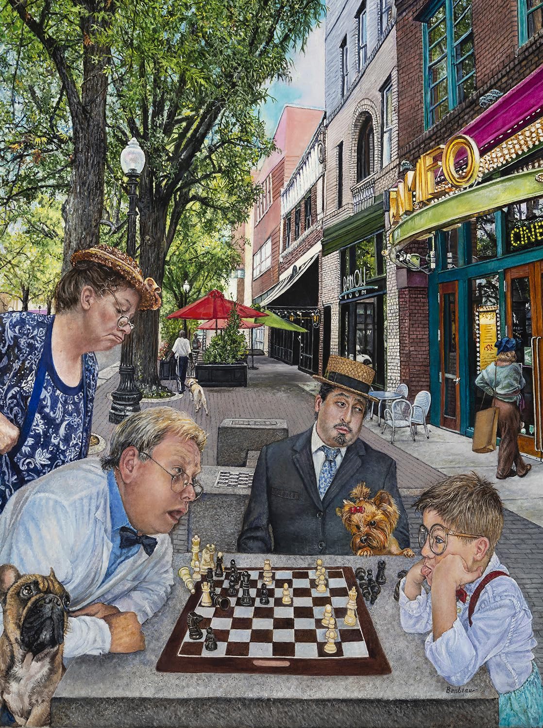 SUNSOUT INC - The Chess Match - 1000 pc Jigsaw Puzzle by Artist: Susan Brabeau - Finished Size 15" x 29" - MPN# 44464