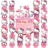 25pcs Cupcake Toppers with 1 Happy Birthday Cake Topper, Cute Anime Hello Pink Cat Themed Party Supplies, Perfect for Birthday Party Decorations
