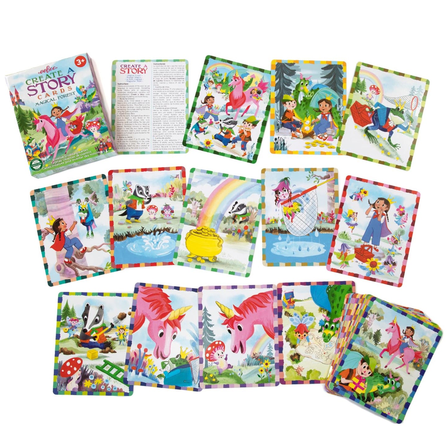 eeBoo: Magical Forest Create a Story Pre-Literacy Cards, 36 Cards with Colorful Characters, Encourages Imagination, for Ages 3 and up