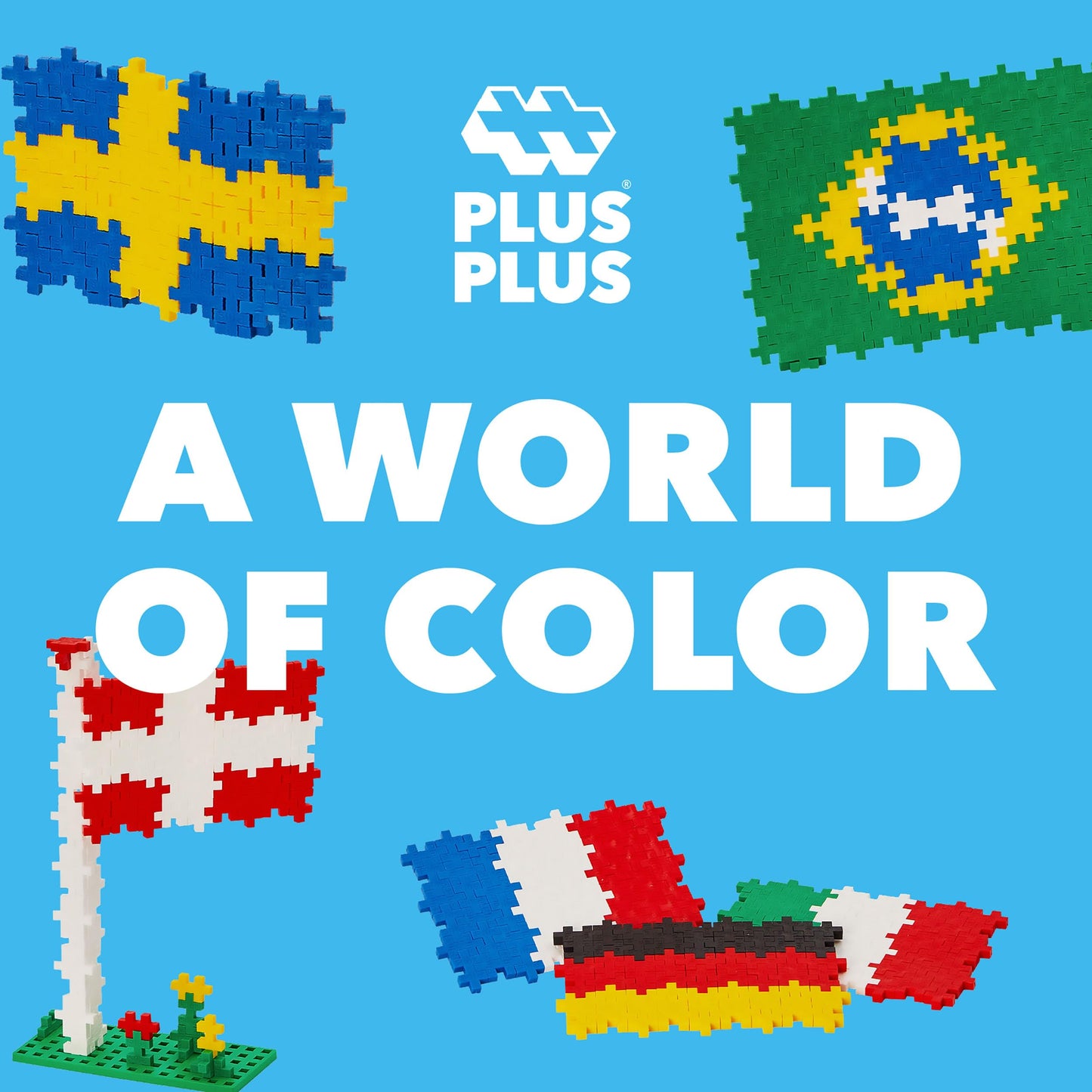 PLUS PLUS Learn to Build, Flags of the World - Mini Puzzle Building Blocks Set, Stem Toys for Kids - Educational Insights, Classroom Must Haves