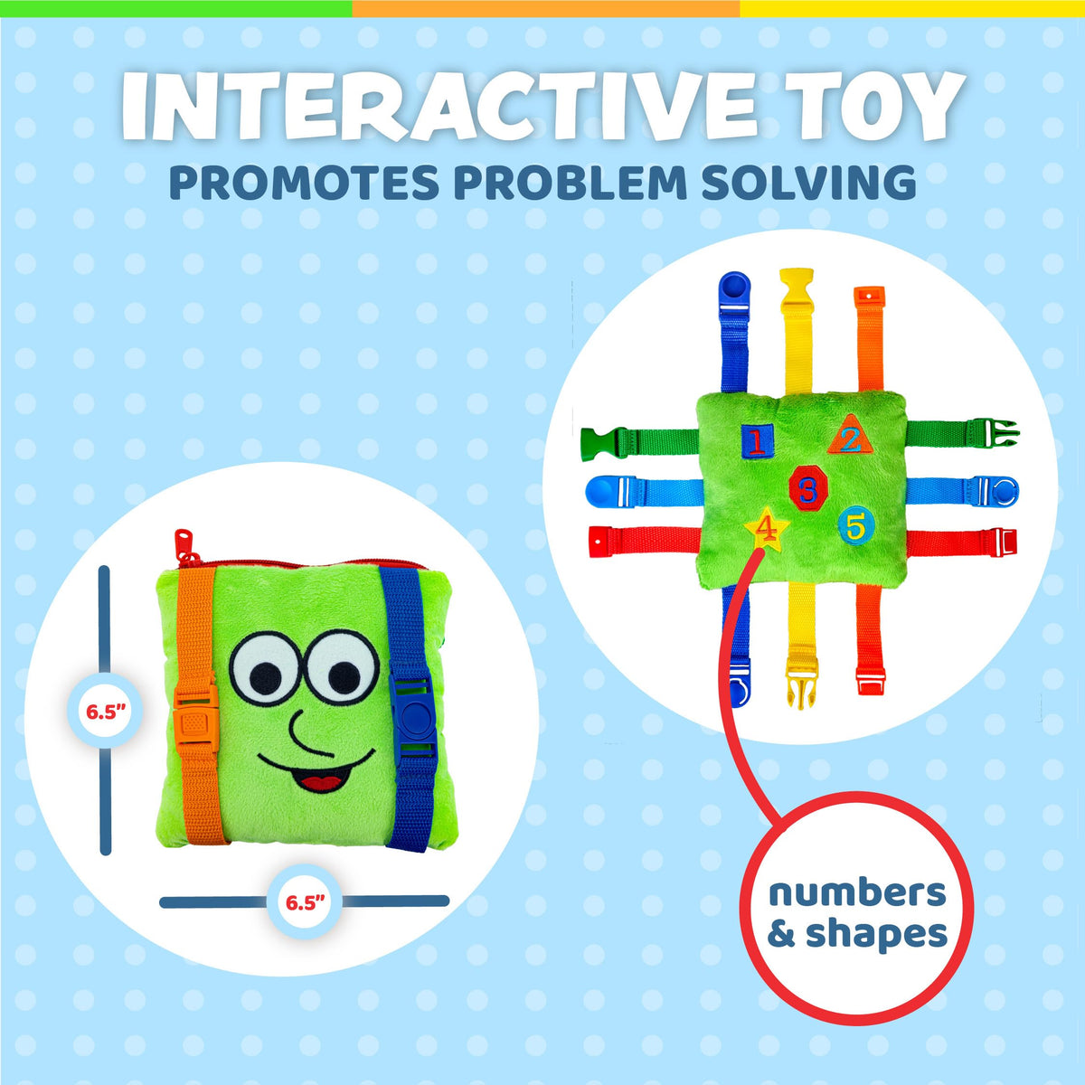 Buckle Toys - Buster Square - Learning Activity Toy - Develop Fine Motor Skills and Problem Solving - Easy Travel Toy - Educational Classroom Must