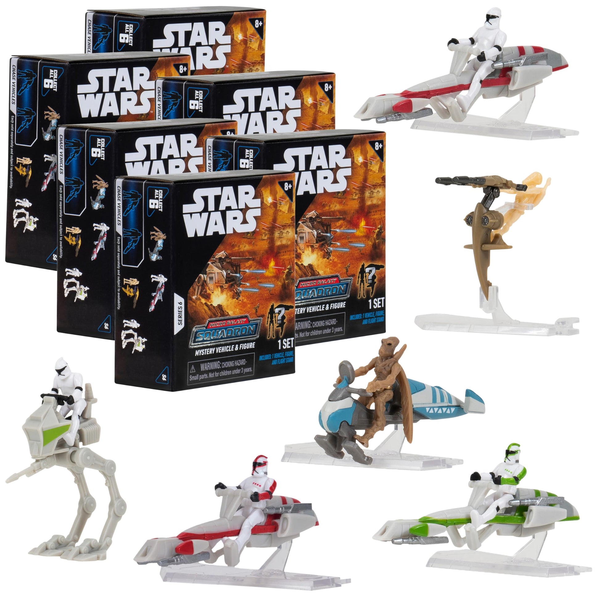 Star Wars Micro Galaxy Squadron Series 6 (6 Pack) Mystery Blind Box - Get Six 2.5" Vehicle or 1" Mini Figure - Officially Licensed - Authentic