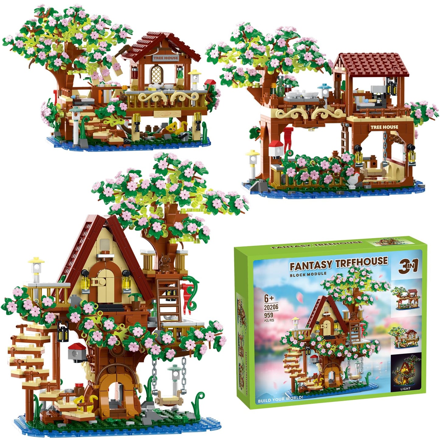 YCJZXMS 3-in-1 Sakura Tree House Building Set (3-in-1 Sakura Tree House)