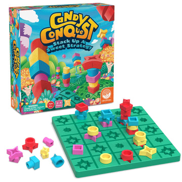 MindWare Candy Conquest Family Board Game - Twist on Traditional in-a-Row Classic Board Games for Kids Ages 6 and Up - Connect Four of Your Own Shapes
