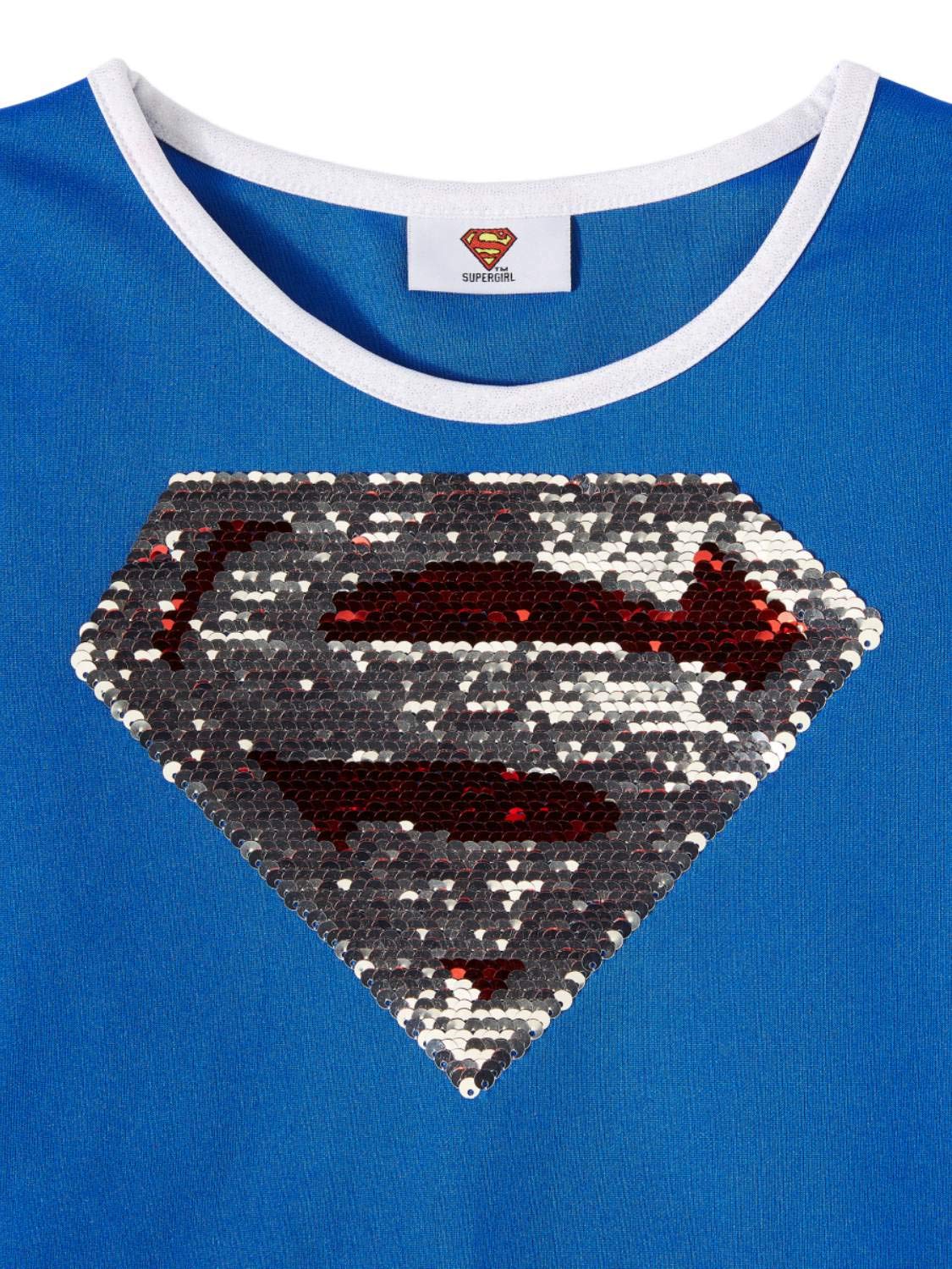 DC Comics Big Girls Supergirl Sequin Dress with Cape (X-Large 14/16) Multi