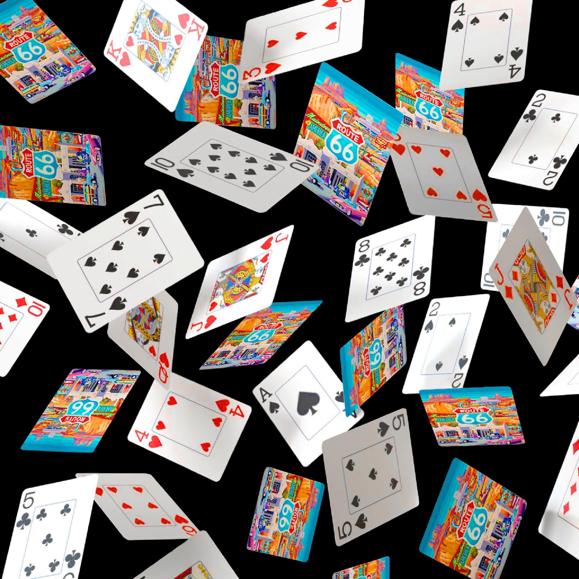 Boardwalk Puzzles Premium Featherlight Unique Playing Cards, Fun Themed Deck for Home and Travel | Route 66