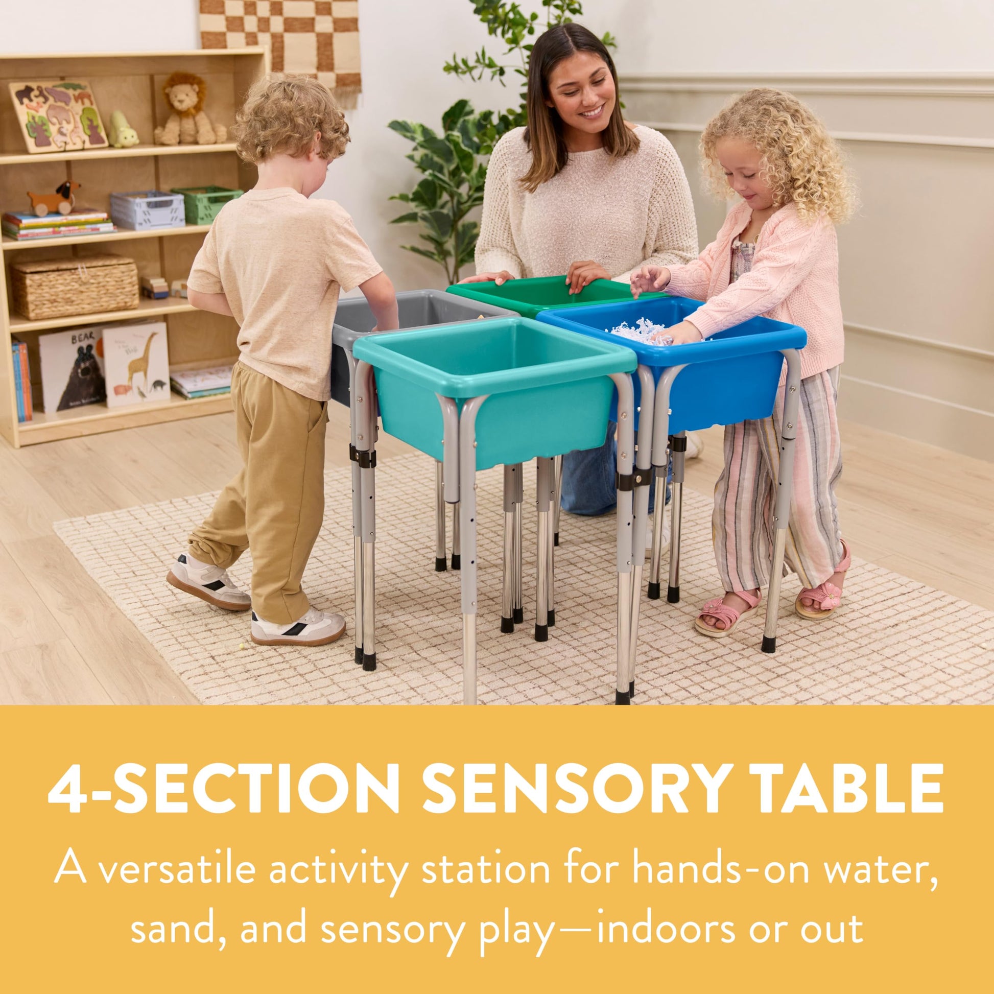Back2School Express 4-Station Adjustable Sensory Table, Contemporary