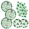 QDIRDEC St. Patrick's Day Paltes and Napkins Green Shamrocks Disposable Plates and Napkins for St Patrick's Day Green Irish Party Decorations, Serve