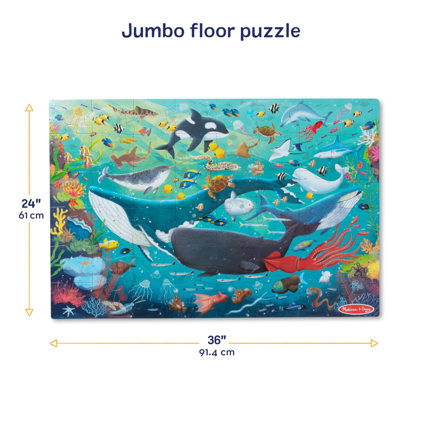 Melissa & Doug Underwater Jumbo Floor Puzzle 48-Piece Ocean Animal Toy