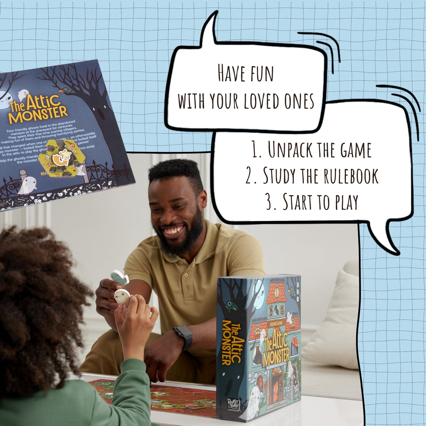 The Attic Monster | Family Board Game | Board Game for Adults and Family | Adventure Board Game | Ages 5+ | for 2 to 4 Players | Average Playtime 30